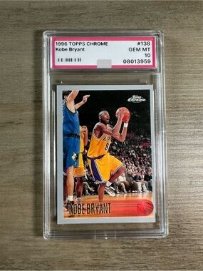Kobe Bryant Rookie Gem Mint 10 1996 Topps Chrome #138 Novelty Basketball Card.